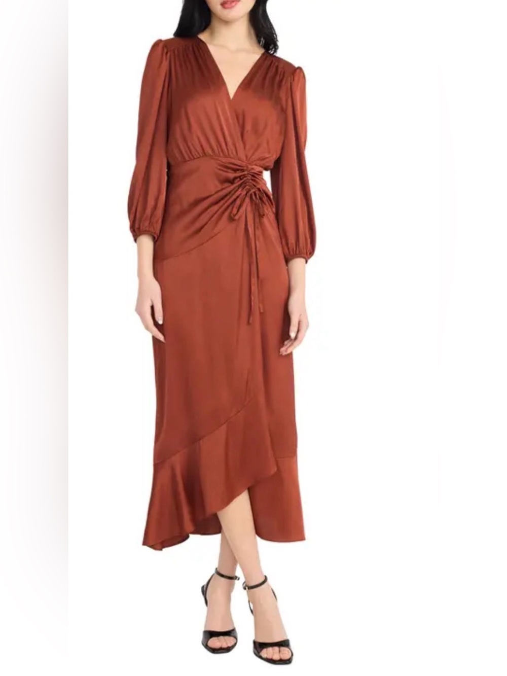 Donna Morgan long sleeve Front Tie Satin Dress size 8
